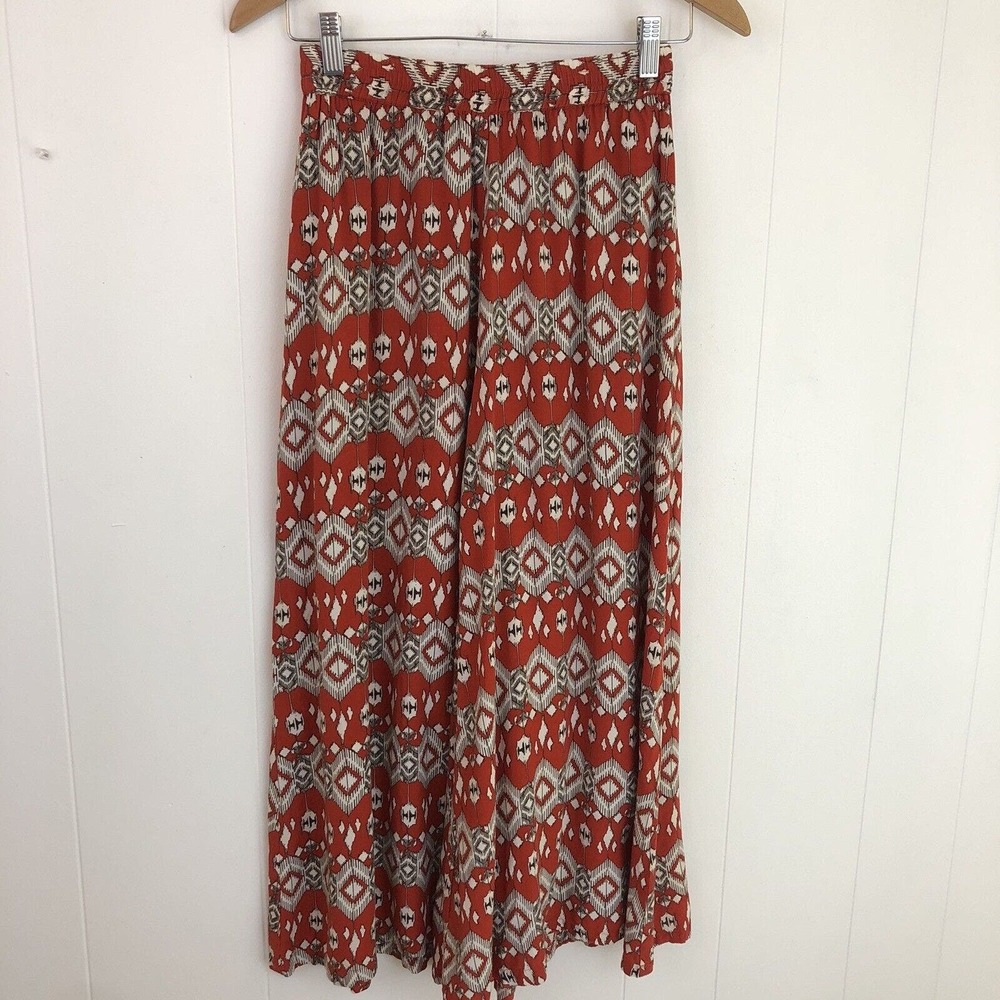 Palazzo Festival Pants Small Boho Wide Leg Rust Pants Elastic Waist 26 by Indi